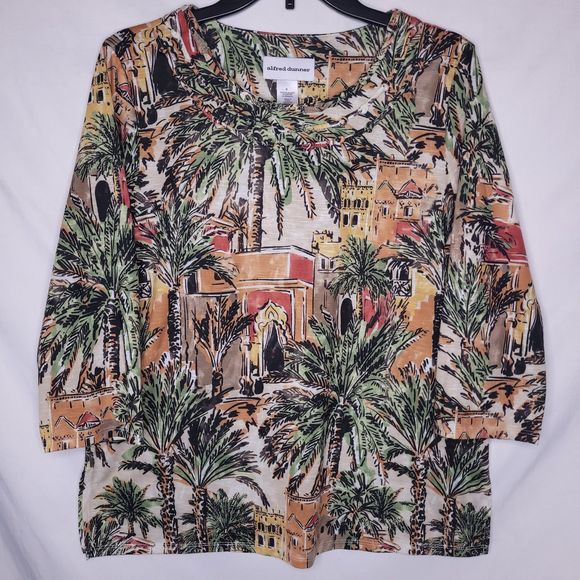 Alfred Dunner Tops - Alfred Dunner Top Small Tropical Scenic Palm Trees